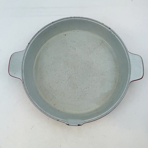 Vintage Voss Red Casserole Dish & Lid Oven Ware Seidelin Design Enamel Cast Iron - Picture 3 of 16